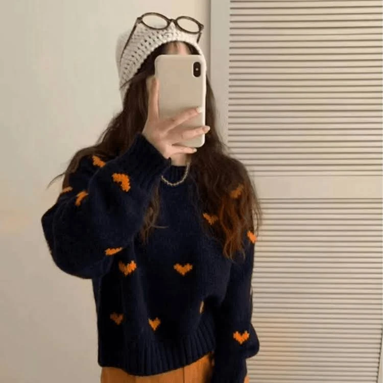 midnight heart knit sweater midnight heart knit sweater